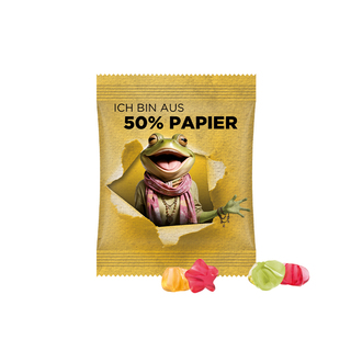 Minitüte, 10 g, Papierfolie weiß, Trolli Fruchtgummi Sterne