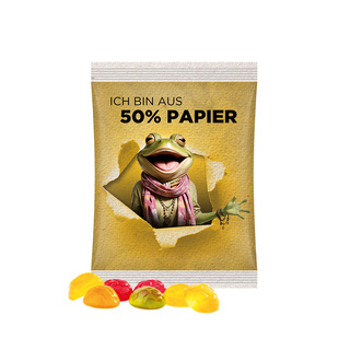 Maxitüte, Folie weiß mit ca. 50% Papieranteil, Trolli Fruchtgummi Fußbälle