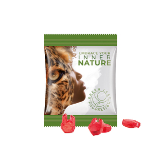 Minitüte Sonderform, 15 g, Folie weiß, Fruchtgummi 10 % Fruchtsaftanteil