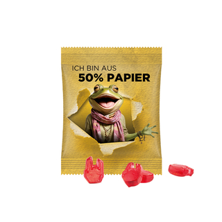 Minitüte Sonderform, 15 g, Folie mit ca. 50% Papieranteil, weiß, Fruchtgummi , 10 % Fruchtsaftanteil
