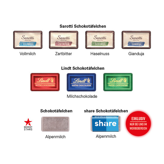Täfelchen Adventskalender Trikot, Lindt Schokotäfelchen