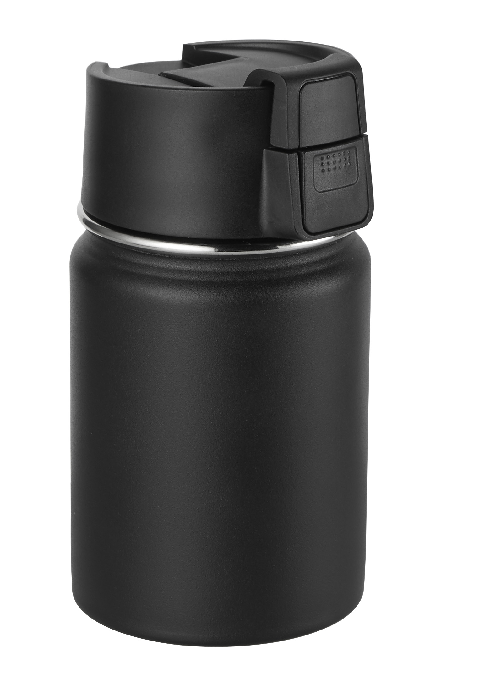 Einhand Thermosbecher 350 ml schwarz mit doppelwandiger Vakuum-Isolierung