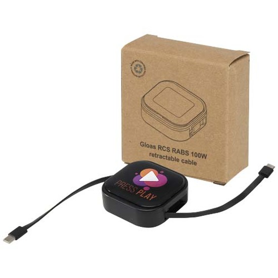 Gloas Aufrollbares 5 in 1 Kabel aus Recyclingmaterial mit Datensynchronisierung und 100 W Schnellladefunktion sowie Smartphone Toolkit