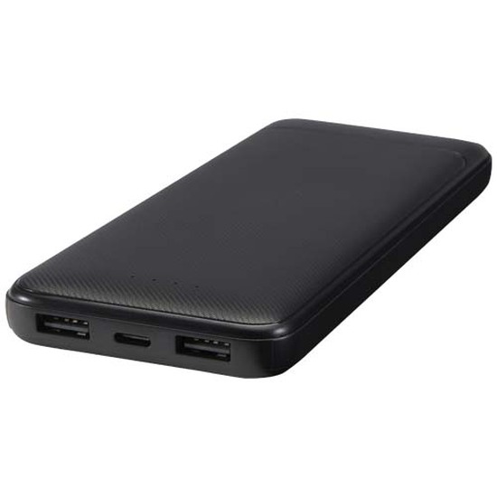 Adhil 10 W 10.000 mAh Powerbank aus recyceltem Kunststoff mit 2 integrierten Kabeln