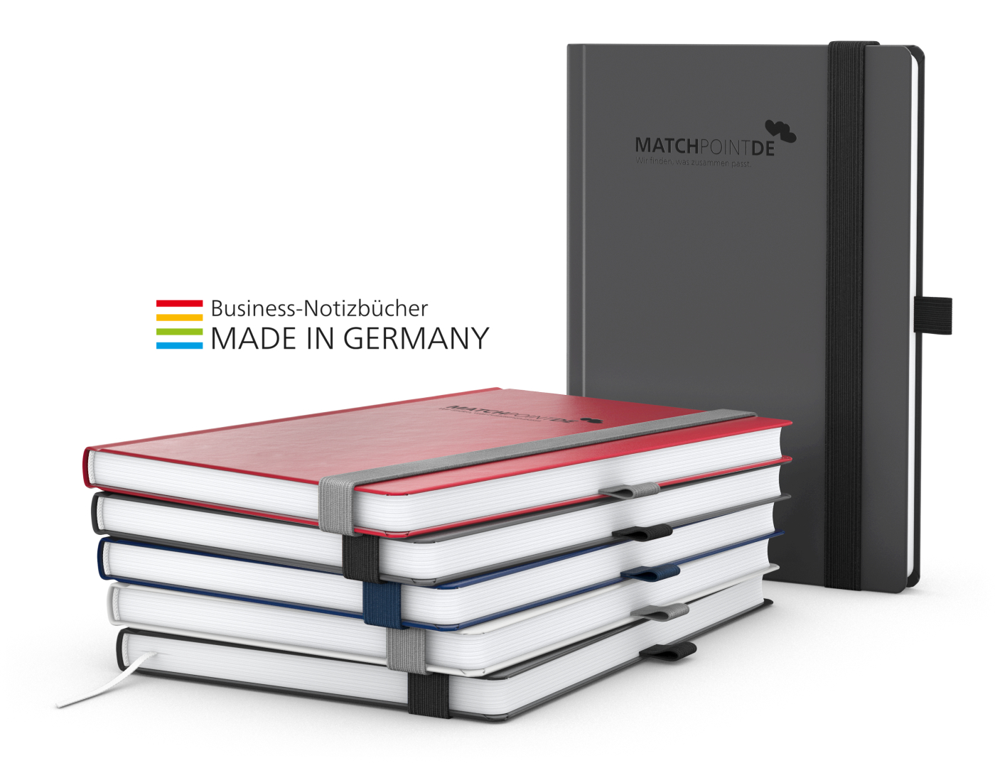 Notizbuch Vision-Book White Bestseller A5, dunkelblau inkl. Prägung schwarz-glänzend