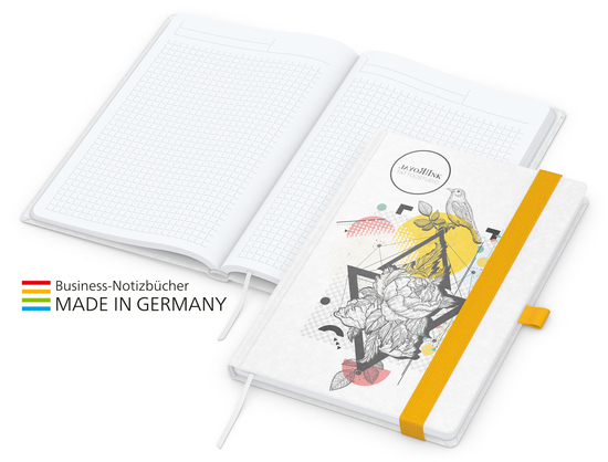 Notizbuch Match-Book White Bestseller A5 Natura individuell, gelb