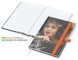 Notizbuch Match-Book White Bestseller A5 Cover-Star matt-individuell, orange