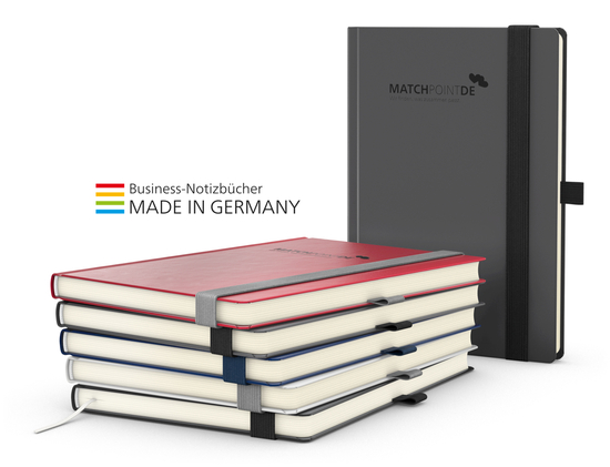Notizbuch Vision-Book Creme Bestseller A4, dunkelblau inkl. Goldprägung