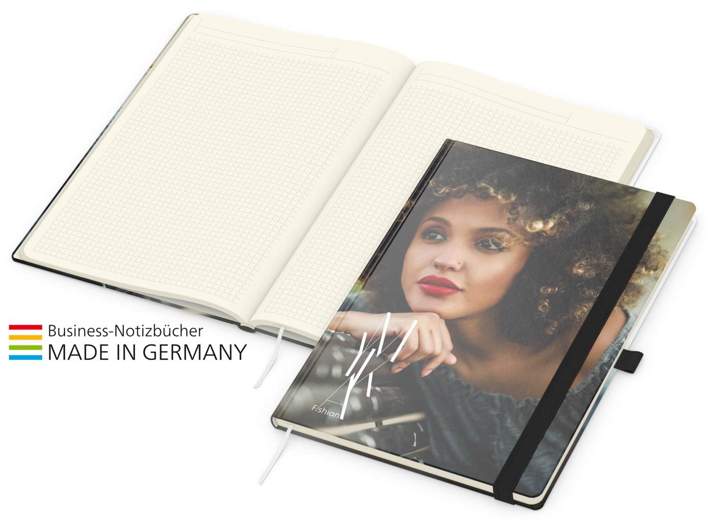 Notizbuch Match-Book Creme Bestseller A4 Cover-Star matt-individuell, schwarz