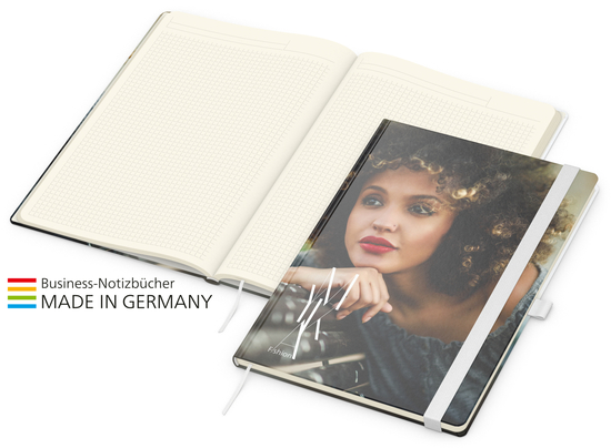 Notizbuch Match-Book Creme Bestseller A4 Cover-Star matt-individuell, gelb