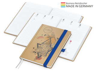Buchkalender Match-Hybrid White Bestseller A4, Natura braun-individuell, mittelblau