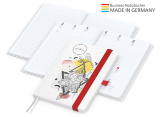 Buchkalender Match-Hybrid White Bestseller A4, Natura individuell, rot
