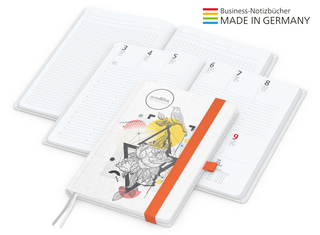 Buchkalender Match-Hybrid White Bestseller A5, Natura individuell, orange