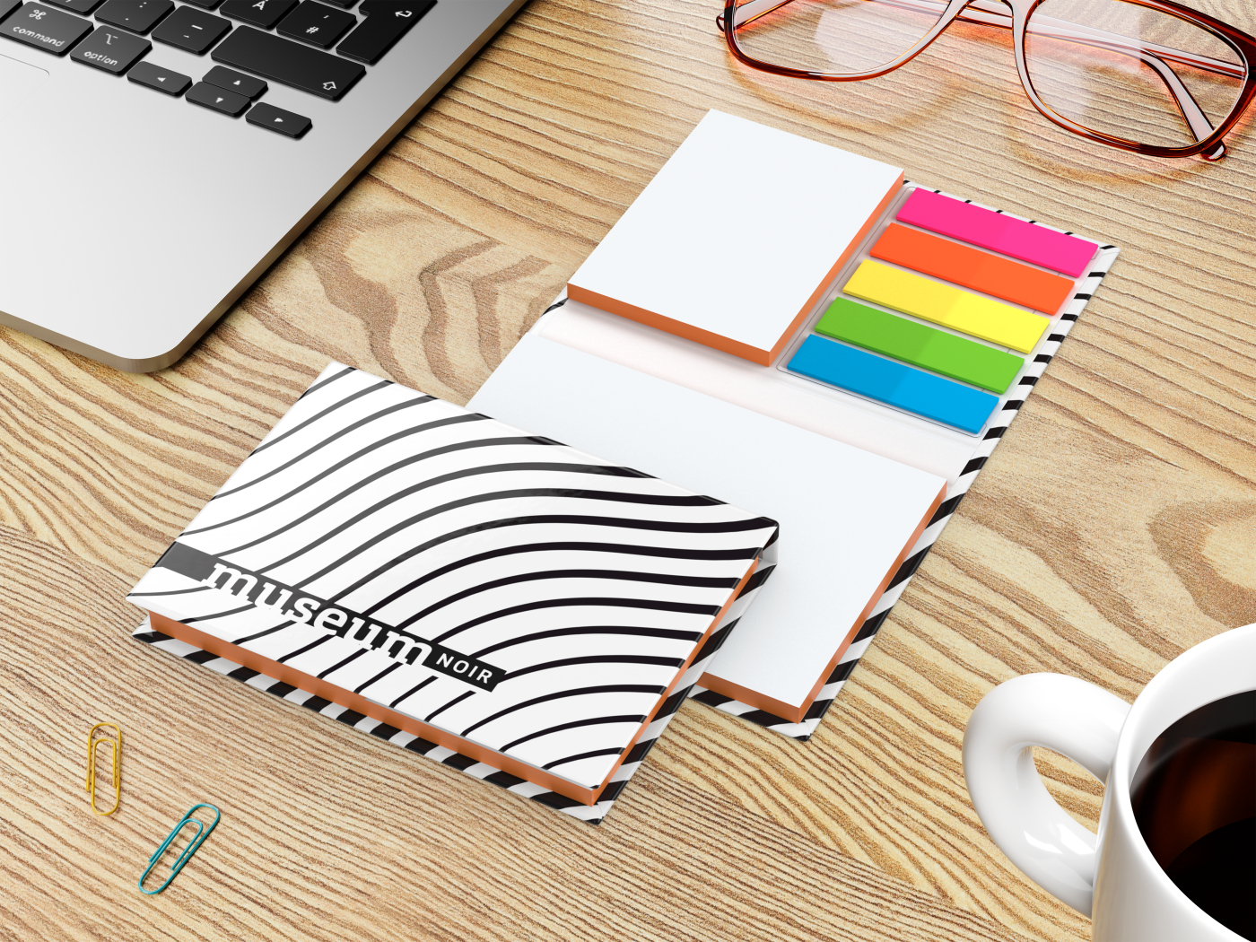 Haftnotiz-Set Budapest Bookcover White Bestseller, matt-individuell, Farbschnitt orange
