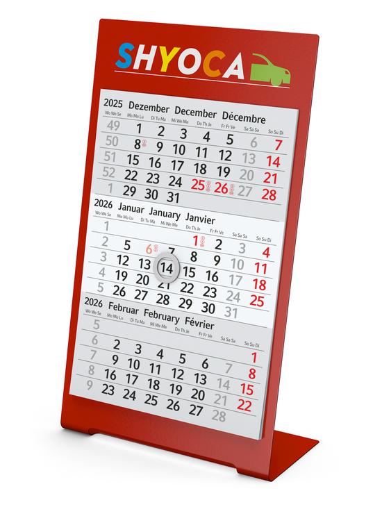 Tischkalender Desktop 3 Color Bestseller, 2 Jahre, rot