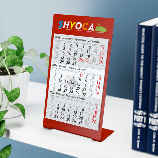Tischkalender Desktop 3 Color Bestseller, 2 Jahre, rot