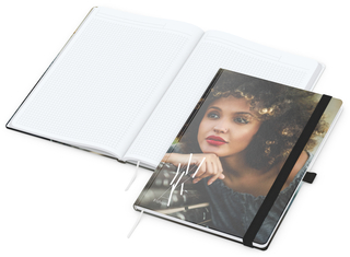 Notizbuch Match-Book White Bestseller, A4, Cover-Star, matt-individuell, schwarz