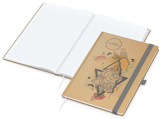 Notizbuch Match-Book White Bestseller, A4, Natura, braun-individuell, silbergrau