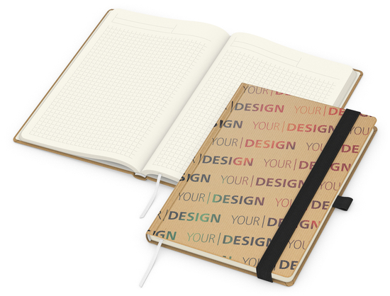 Notizbuch Match-Book Creme Bestseller, A5, Natura, braun-individuell, schwarz
