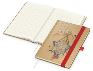 Notizbuch Match-Book Creme Bestseller, A5, Natura, braun-individuell, rot