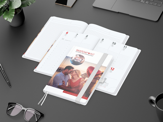 Wochenplaner Match-Hybrid White Bestseller, A5, Cover-Star gloss-individuell, weiß