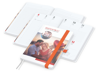 Wochenplaner Match-Hybrid White Bestseller, A5, Cover-Star matt-individuell, orange