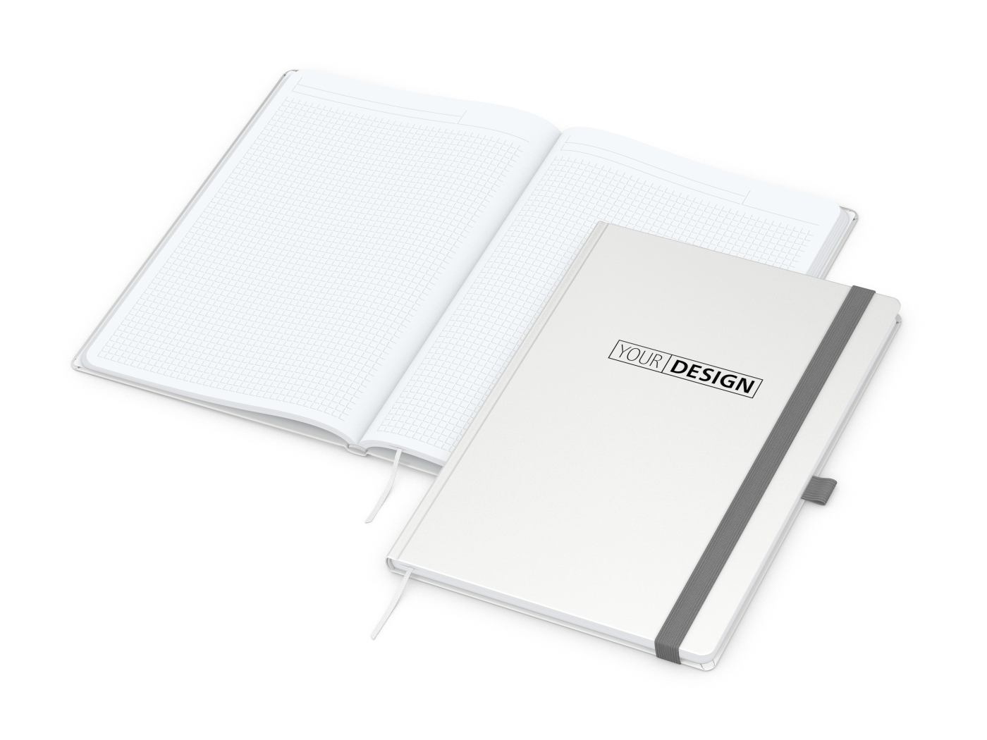 Notizbuch Vision-Book White Bestseller, A4, weiß inkl. Prägung schwarz-glänzend
