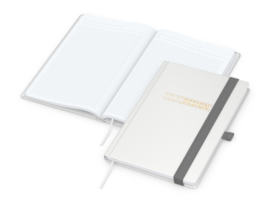 Notizbuch Vision-Book White Bestseller, A5, weiß inkl. Goldprägung