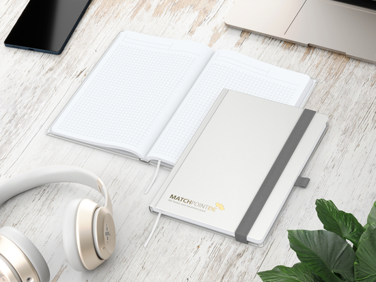 Notizbuch Vision-Book White Bestseller, A5, weiß inkl. Goldprägung