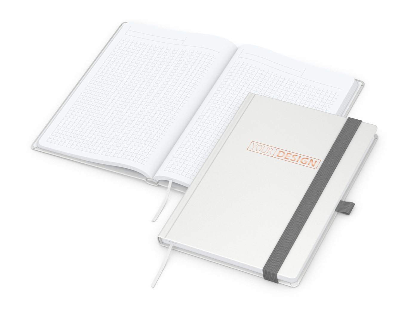 Notizbuch Vision-Book White Bestseller, A5, weiß inkl. Kupferprägung