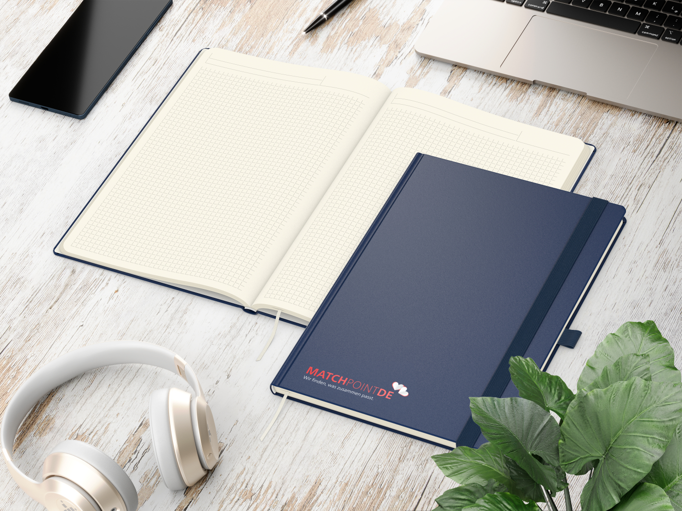 Notizbuch Vision-Book Creme Bestseller, A4, dunkelblau