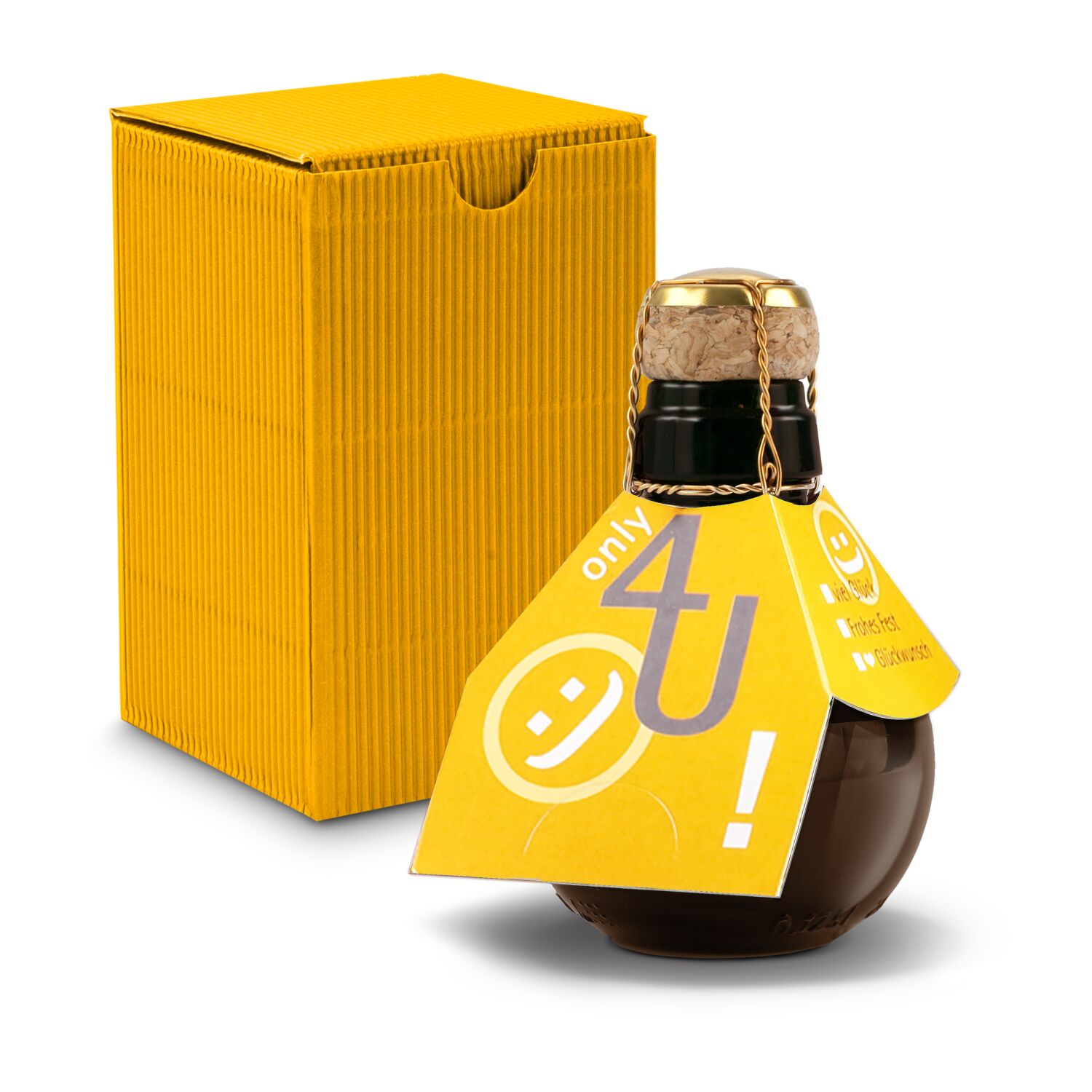 Origineller Sekt Only 4 u - Karton Gelb, 125 ml 2K1358b1