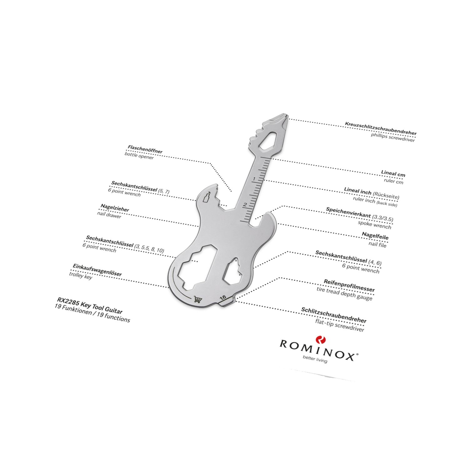 ROMINOX® Key Tool Guitar (19 Funktionen) Frohe Ostern Hase 2K2202k