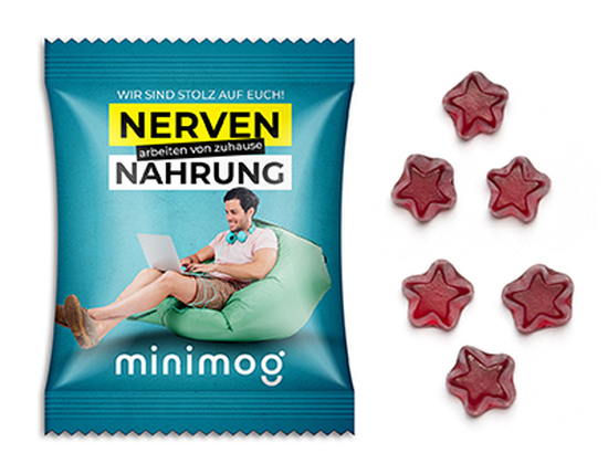 Fruchtgummi Standardformen 10 g Stern weiße kompostierbare Folie