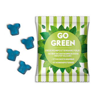 Gummibärchen Sonderformen vegan 20 g  transparente kompostierbare Folie