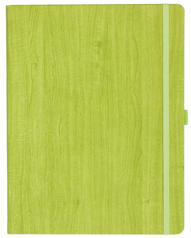 Notizbuch Style Large im Format 19x25cm, Inhalt liniert, Einband Woody in der Farbe Lime