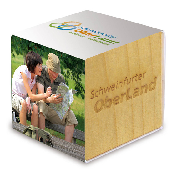 Pflanz-Holz mit Samen - Glücksklee-Zwiebel, 1 Seite gelasert (* Je nach Verfügbarkeit der Glücksklee-Zwiebeln)