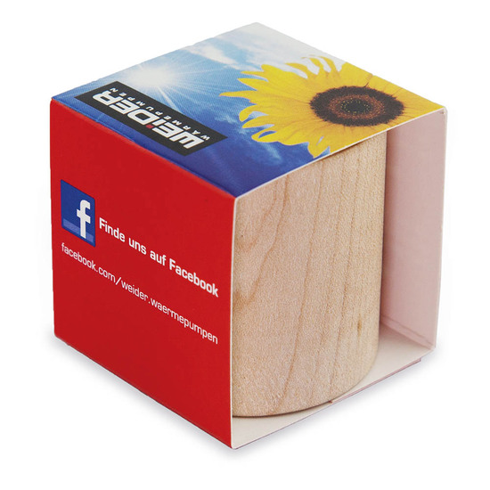 Pflanz-Holz rund mit Samen - Schnittlauch, Lasergravur