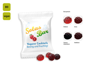 BIO Beerenfrüchtchen vegan Werbetüte, Inhalt: BIO Beerenfrüchtchen vegan ca. 10 g