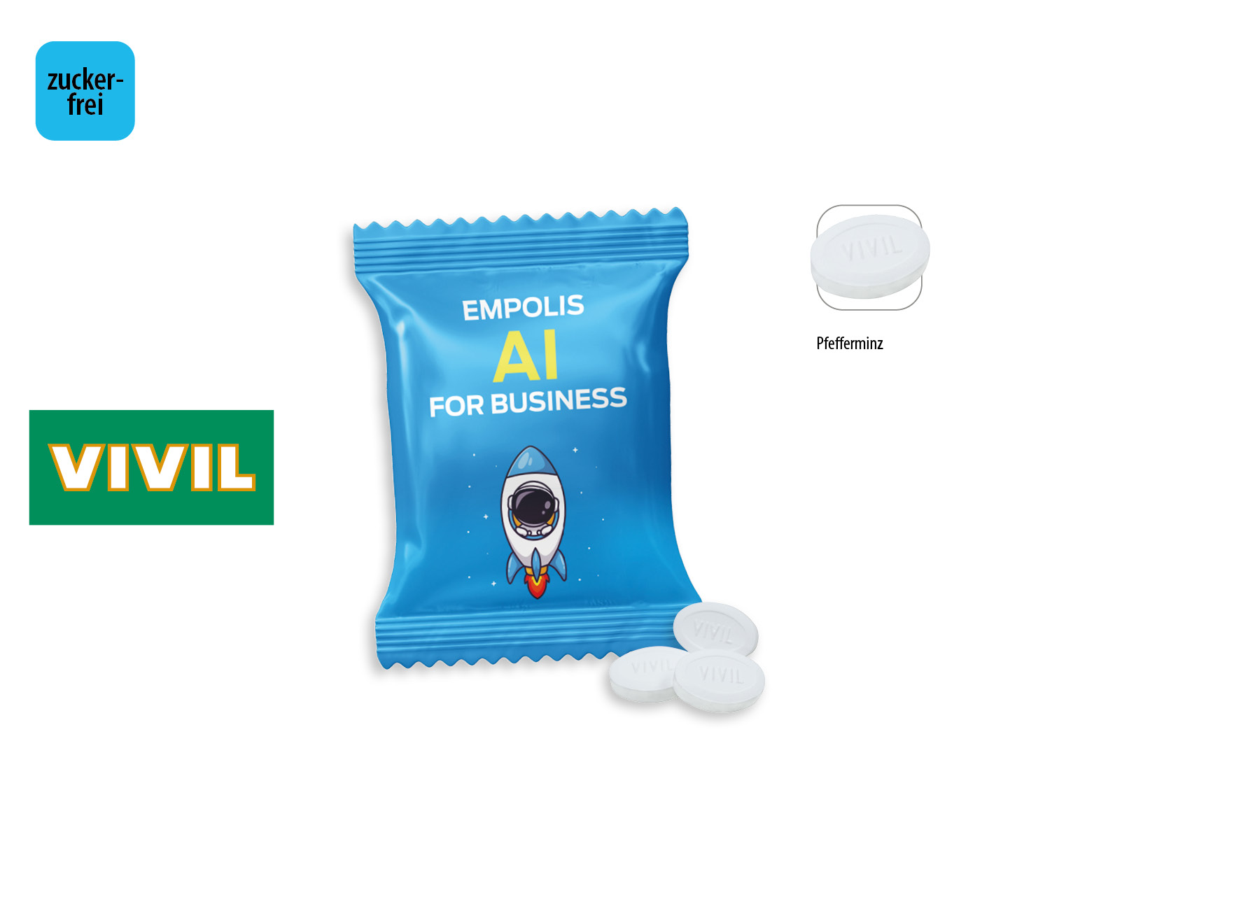 VIVIL Extra Strong zuckerfrei 10 g Werbetüte, Inhalt: VIVIL Extra Strong, zuckerfrei ca. 10 g