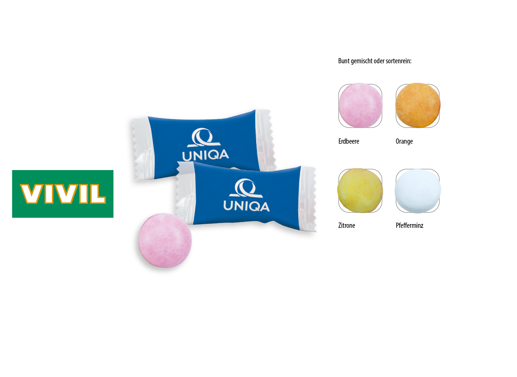 VIVIL Kaudragee Flowpack, Inhalt: VIVIL Kaudragee bunt gemischt ca. 3 g