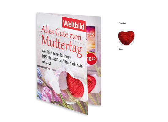 Faltkarte, Inhalt: Figur aus Edel-Vollmilchschokolade