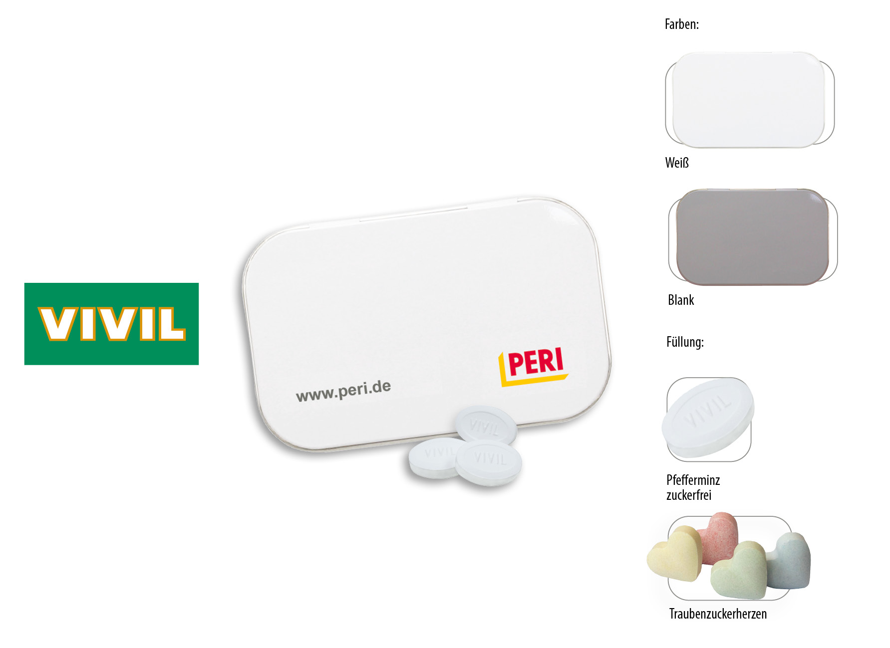 Klapp-Dose-96, Inhalt: VIVIL Extra Strong, zuckerfrei (Dose) ca. 60 g