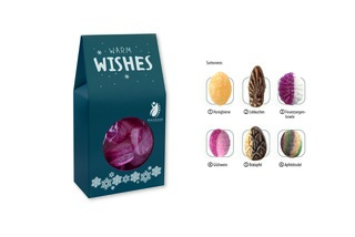 Beutelschachtel mit Weihnachtsbonbons, Inhalt: Bonbon Feuerzangenbowle ca. 60 g