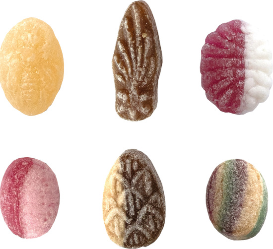 Beutelschachtel mit Weihnachtsbonbons, Inhalt: Bonbon Feuerzangenbowle ca. 60 g