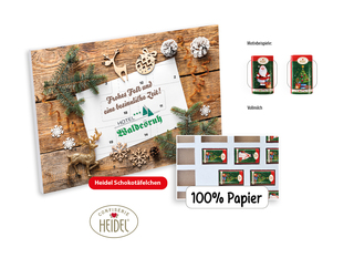 Tisch Adventskalender HEIDEL aus 100% Papier Standardmotiv, Inhalt: Heidel Schokoladentäfelchen ca. 72 g