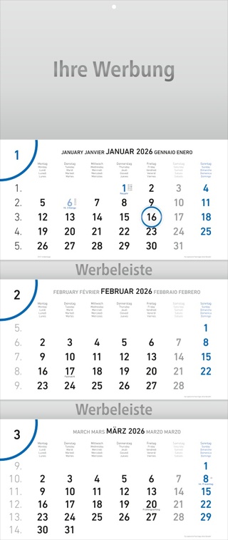 Dreimonatsplaner Future-trio blau