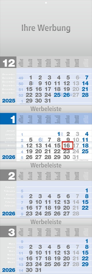 Viermoantsplaner Design-quattro blau