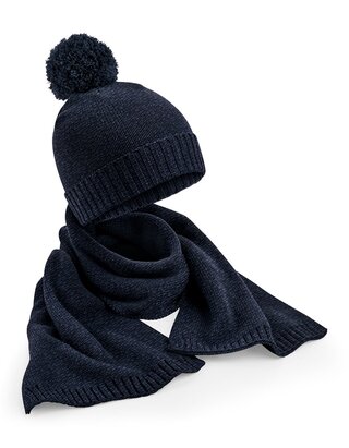 CB401 Beechfield Knitted Scarf and Beanie Gift Set