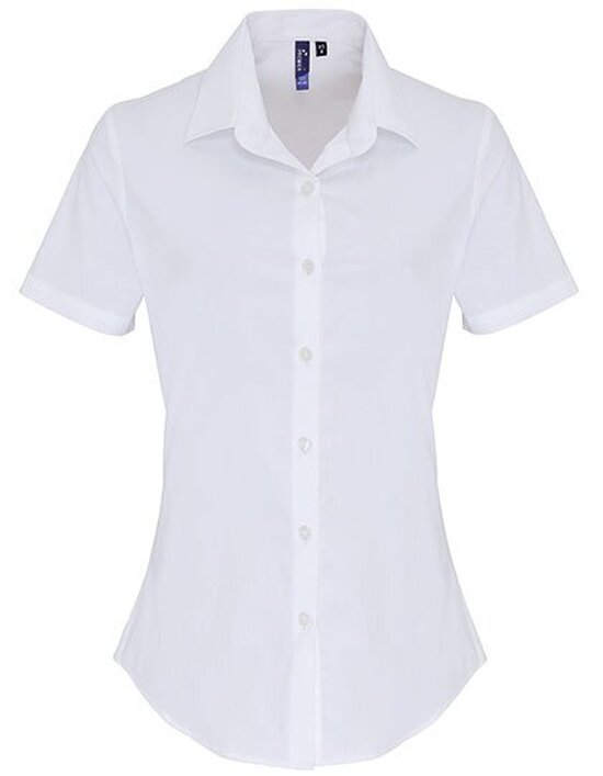 Ladies Stretch Fit Poplin Short Sleeve Cotton Shirt